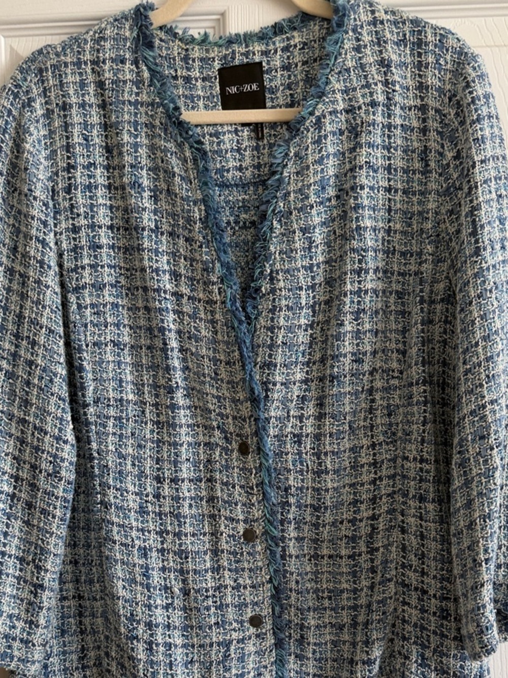NIC+ZOE Blue and White Tweed jacket
